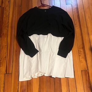 Black and White Long Sleeve Dress